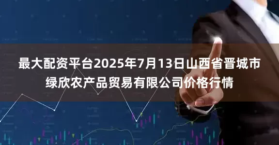 最大配资平台2025年7月13日山西省晋城市绿欣农产品贸易有限公司价格行情